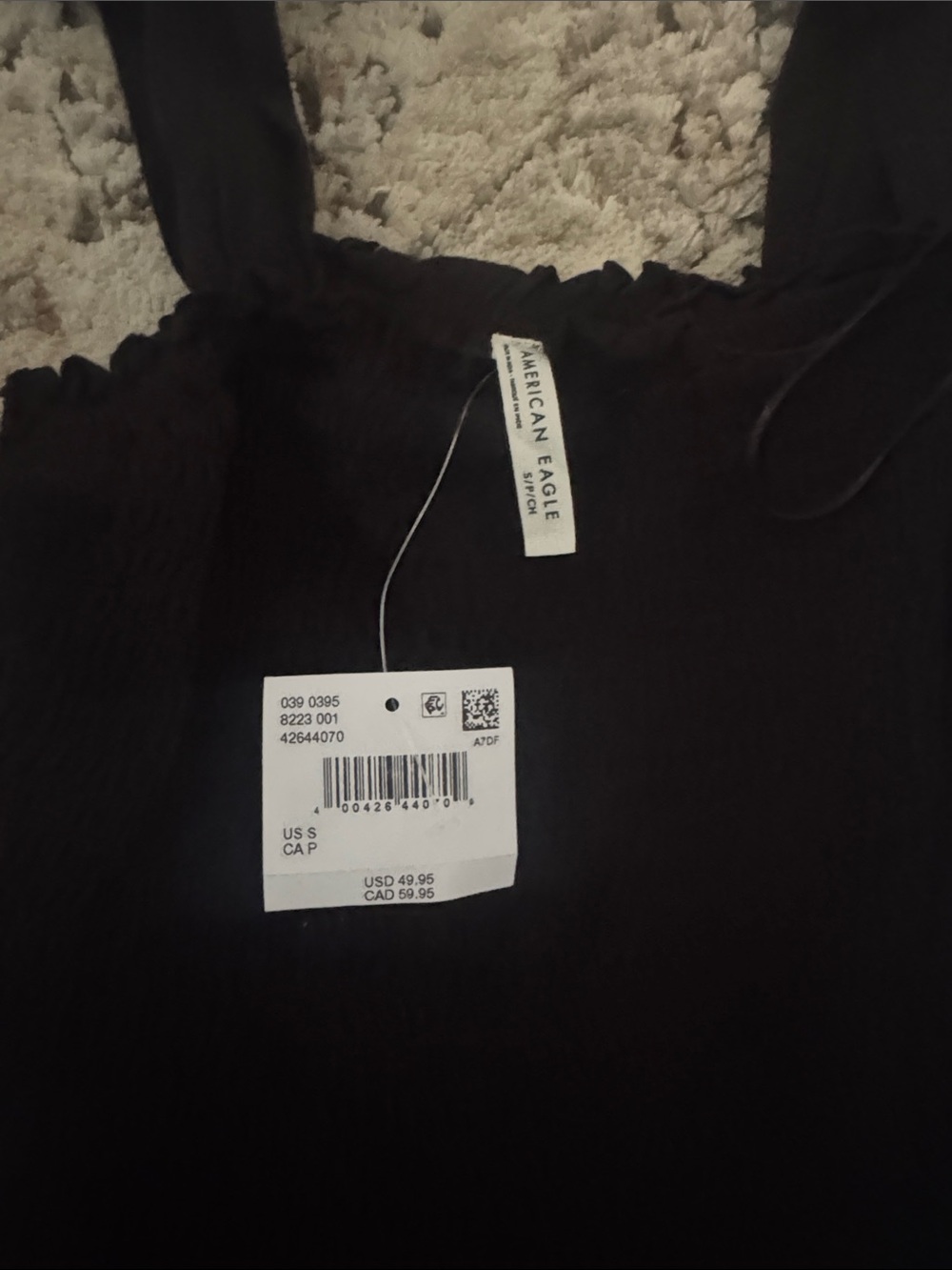 American Eagle Outfitters Black Smocked Camisole Top